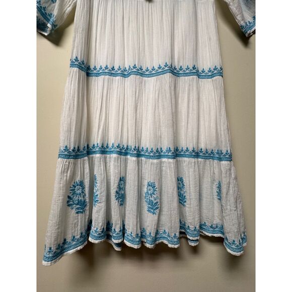 SOFT SURROUNDINGS Juniper Dress White Turquoise Embroidery, Midi, Sz M - Picture 7 of 13
